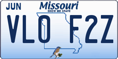 MO license plate VL0F2Z