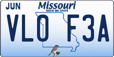 MO license plate VL0F3A