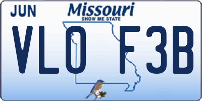 MO license plate VL0F3B