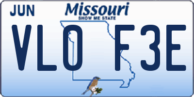 MO license plate VL0F3E