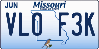 MO license plate VL0F3K