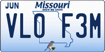 MO license plate VL0F3M