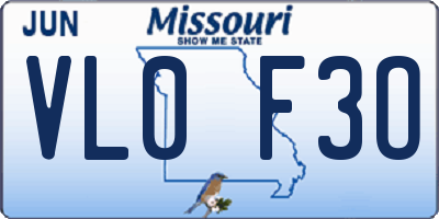 MO license plate VL0F3O