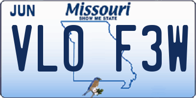 MO license plate VL0F3W
