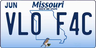 MO license plate VL0F4C