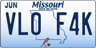 MO license plate VL0F4K