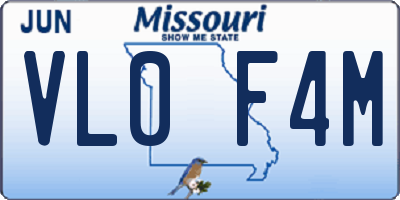 MO license plate VL0F4M