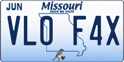 MO license plate VL0F4X