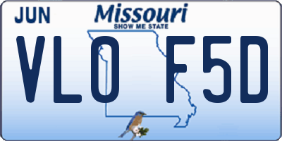 MO license plate VL0F5D