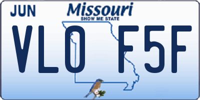 MO license plate VL0F5F