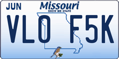MO license plate VL0F5K