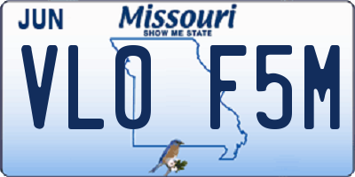 MO license plate VL0F5M