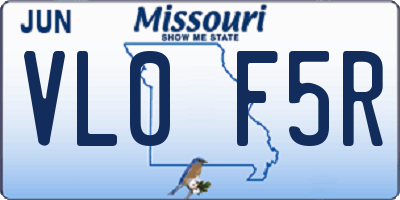 MO license plate VL0F5R