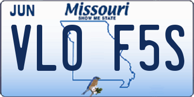 MO license plate VL0F5S