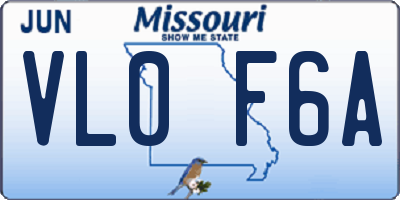 MO license plate VL0F6A