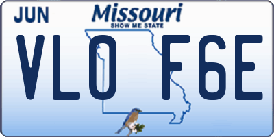 MO license plate VL0F6E
