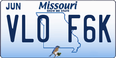 MO license plate VL0F6K