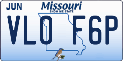 MO license plate VL0F6P