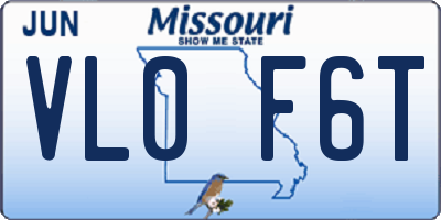 MO license plate VL0F6T
