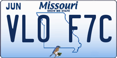 MO license plate VL0F7C