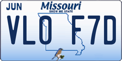 MO license plate VL0F7D
