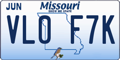 MO license plate VL0F7K