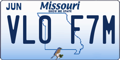 MO license plate VL0F7M
