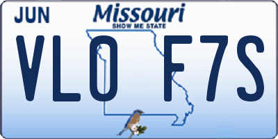 MO license plate VL0F7S