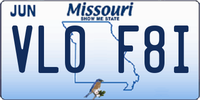 MO license plate VL0F8I