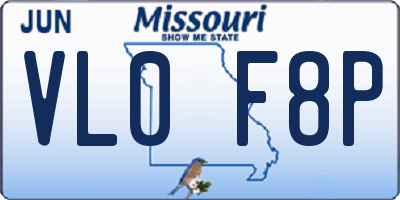 MO license plate VL0F8P