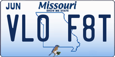 MO license plate VL0F8T