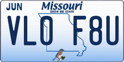 MO license plate VL0F8U