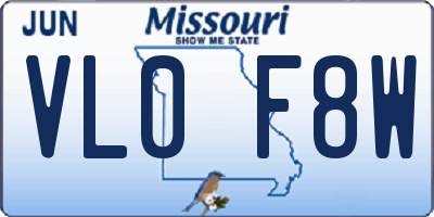 MO license plate VL0F8W
