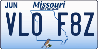 MO license plate VL0F8Z