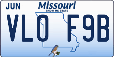 MO license plate VL0F9B