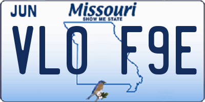 MO license plate VL0F9E