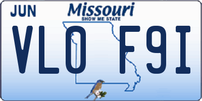 MO license plate VL0F9I