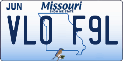 MO license plate VL0F9L