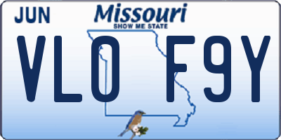 MO license plate VL0F9Y