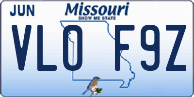 MO license plate VL0F9Z