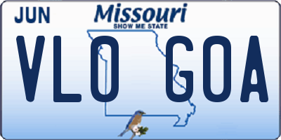 MO license plate VL0G0A