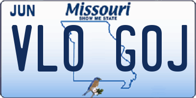 MO license plate VL0G0J