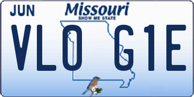 MO license plate VL0G1E