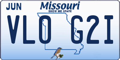MO license plate VL0G2I