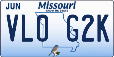 MO license plate VL0G2K