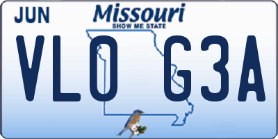 MO license plate VL0G3A