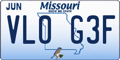 MO license plate VL0G3F
