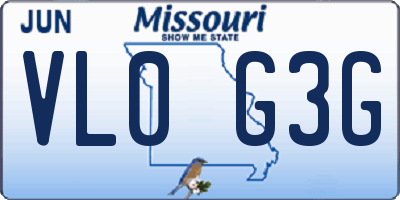 MO license plate VL0G3G