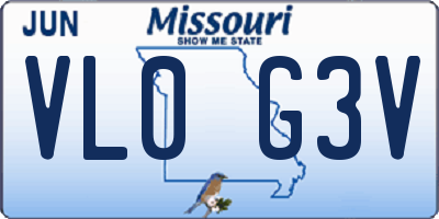 MO license plate VL0G3V