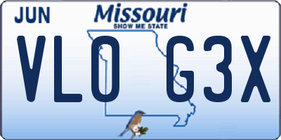 MO license plate VL0G3X
